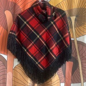SAY WHAT? Buffalo plaid poncho